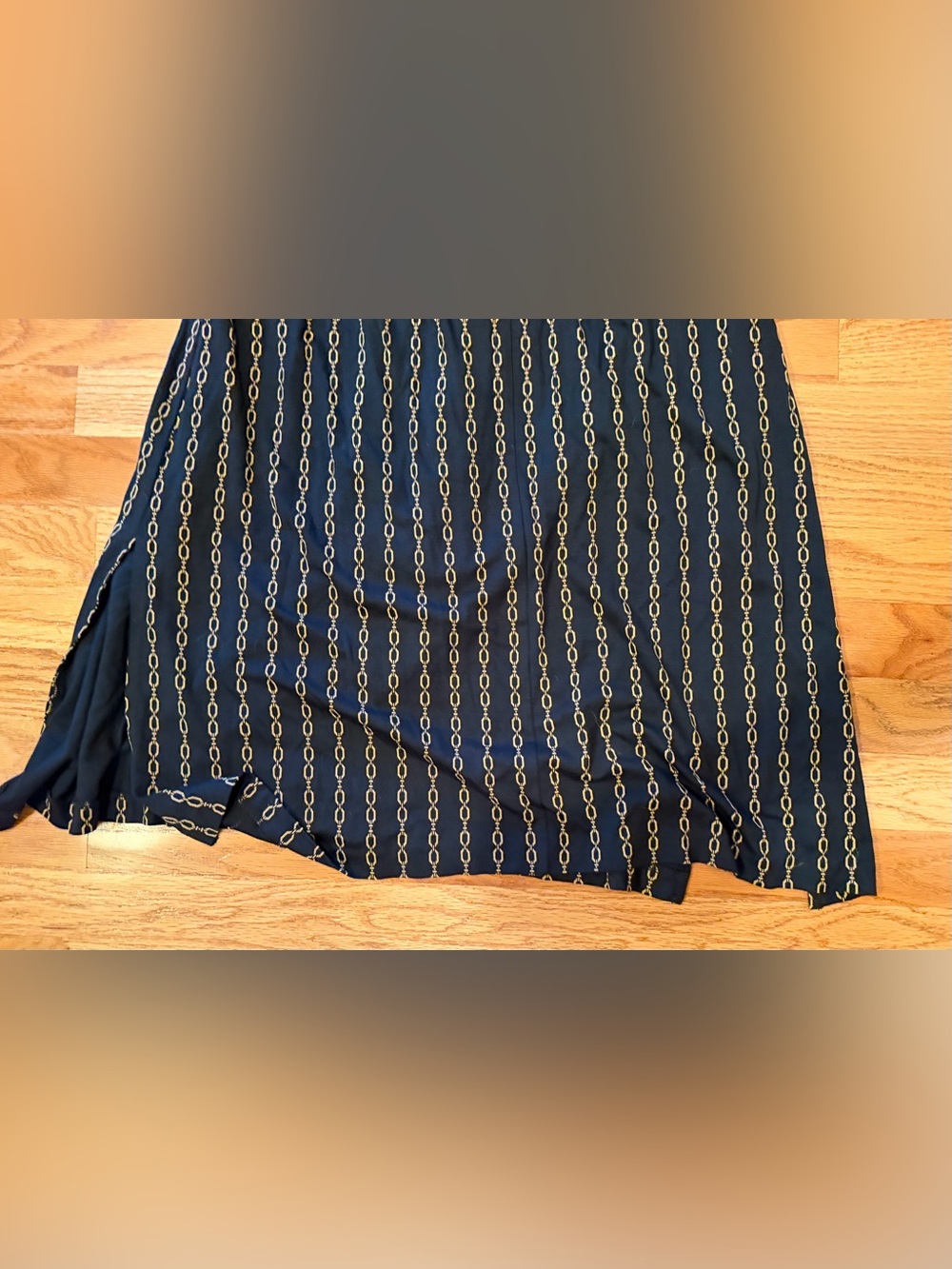 NWT Ann Taylor XL Chain Print Twist Front Midi Dress Black Gold Long Sleeve - Picture 4 of 11